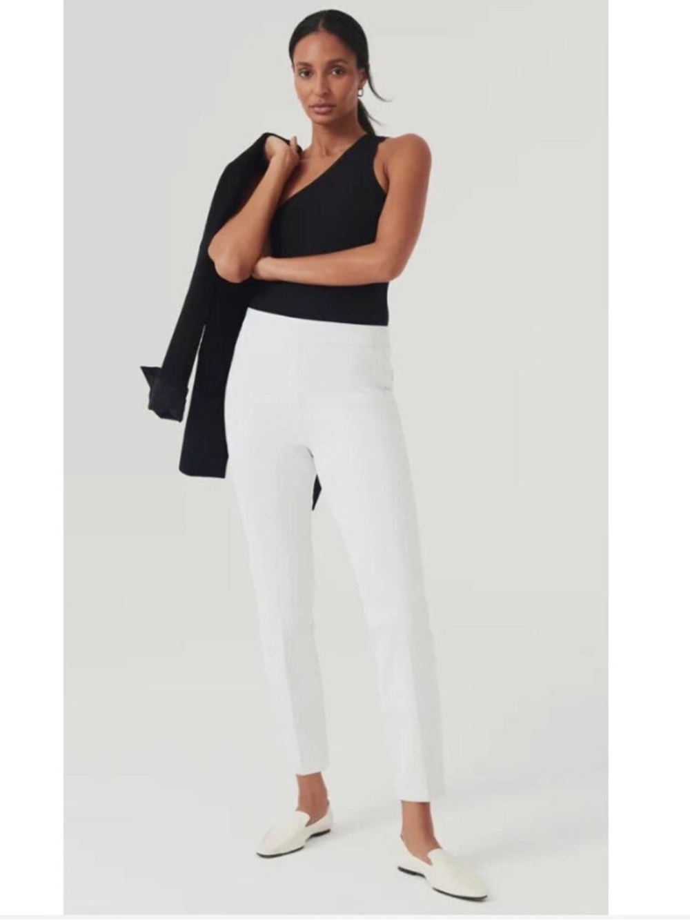 SPANX On-The-Go Ankle Slim Straight Pants Classic White Medium